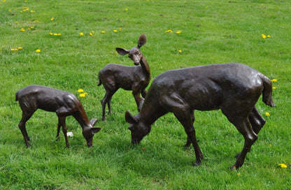 Bronze Grazing Fawn Sculpture | Lost Wax Cast | Garden & Interior