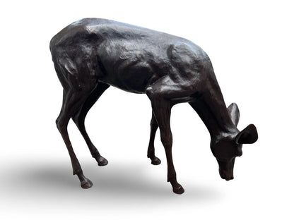 Bronze Grazing Fawn Sculpture | Lost Wax Cast | Garden & Interior