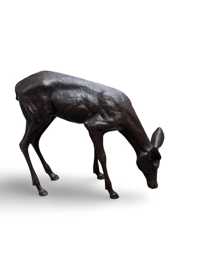 Bronze Grazing Fawn Sculpture | Lost Wax Cast | Garden & Interior