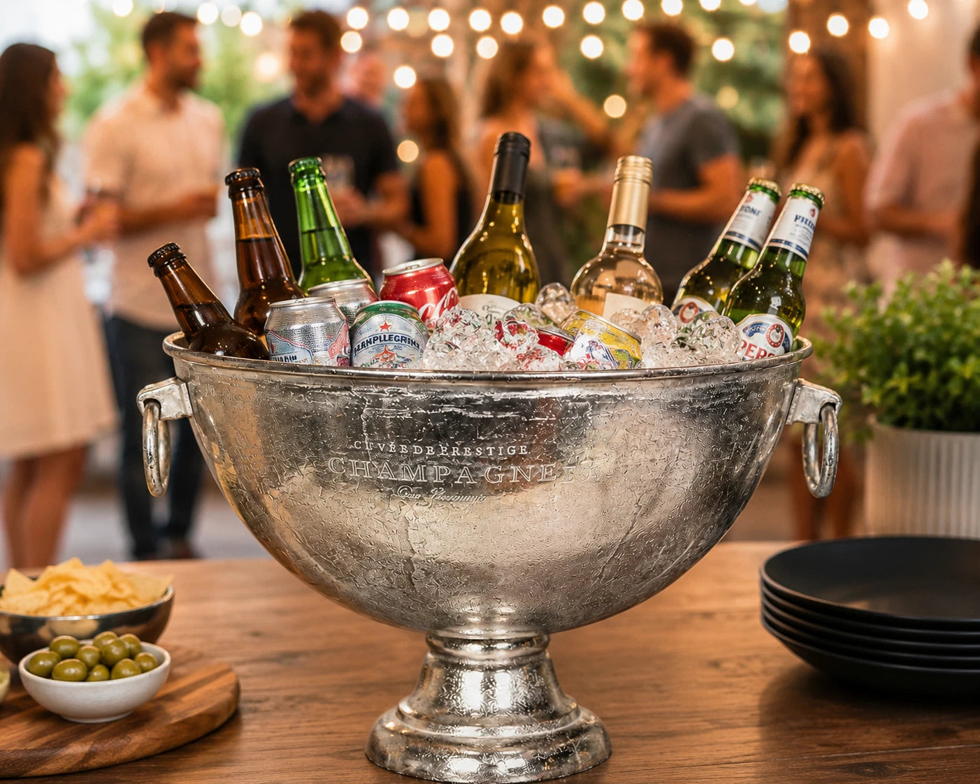 Large loop handle Wine & Champagne Cooler 10 bottles | Handcrafted Aluminium Wine Bath