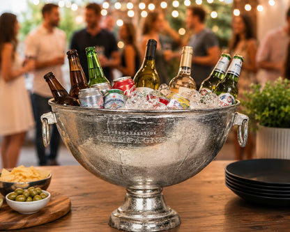 Large loop handle Wine & Champagne Cooler 10 bottles | Handcrafted Aluminium Wine Bath